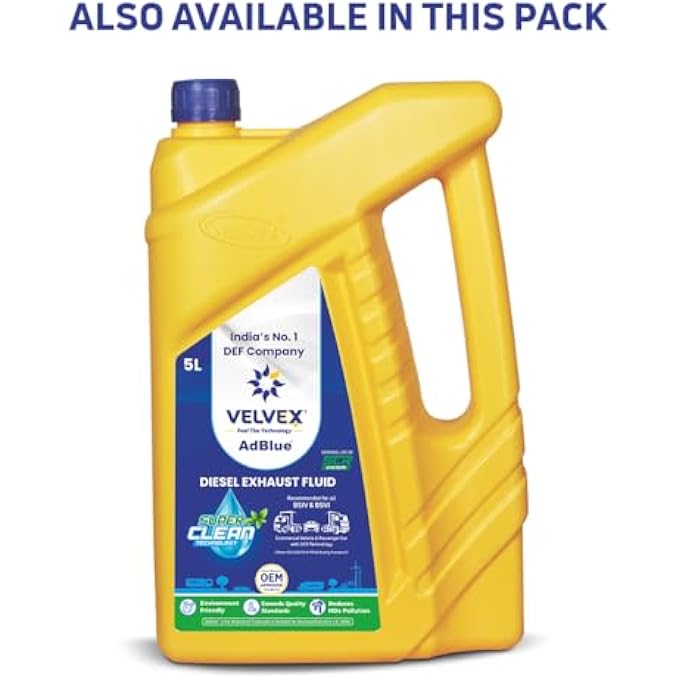VELVEX ADBLUE DEF - DIESEL EXHAUST FLUID FOR DIESEL ENGINES | SUITABLE FOR ALL DIESEL ENGINES FOR BS4 & BS6 | HELPING TO IMPROVE AIR QUALITY | REDUCE NOX | OEM APPROVED | VDA APPROVED | SIZE - 5L - Image 3